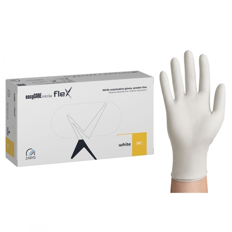easyCARE Nitrile Flex White "M" Rękawiczki nitrylowe jednorazowe białe 100 szt. (Kopia)